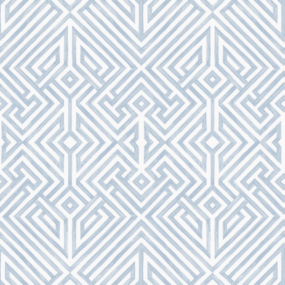 Lyon Blue Geometric Key Wallpaper by A-Street Prints Middleton Covers about 56.4 square feet 20.5-in by 33-ft long roll Unpasted 20.9 - Fabric Carolina -