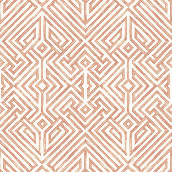 Lyon Coral Geometric Key Wallpaper by A-Street Prints Middleton Covers about 56.4 square feet 20.5-in by 33-ft long roll Unpasted 20.9 - Fabric Carolina -