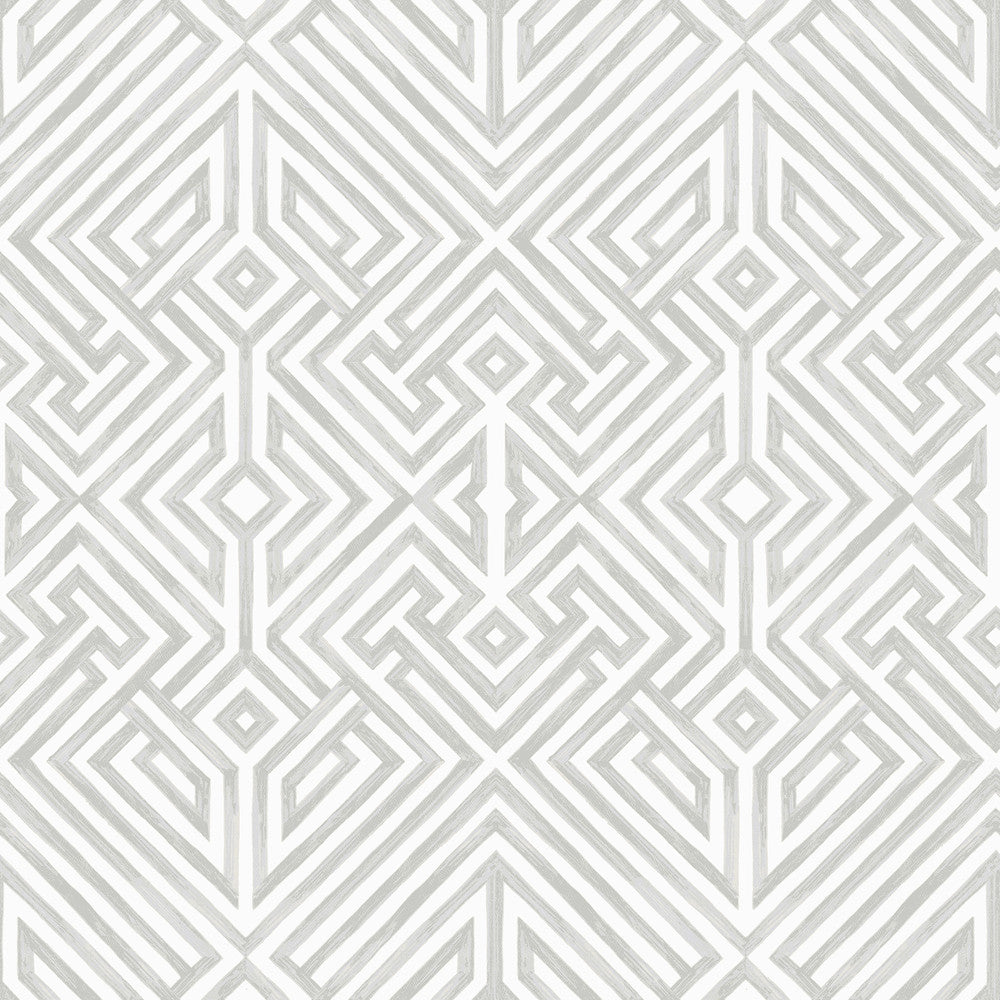 Lyon Silver Geometric Key Wallpaper by A-Street Prints Middleton Covers about 56.4 square feet 20.5-in by 33-ft long roll Unpasted 20.9 - Fabric Carolina -