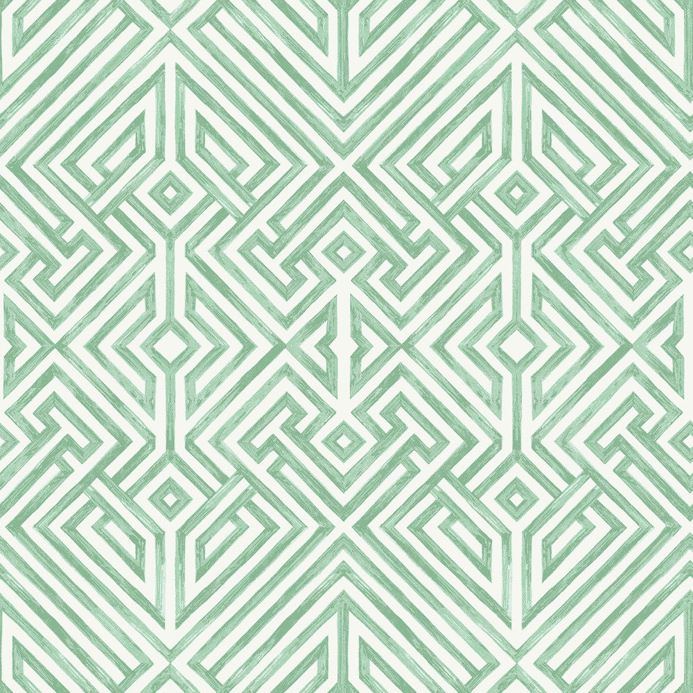 Lyon Green Geometric Key Wallpaper by A-Street Prints Middleton Covers about 56.4 square feet 20.5-in by 33-ft long roll Unpasted 20.9 - Fabric Carolina -
