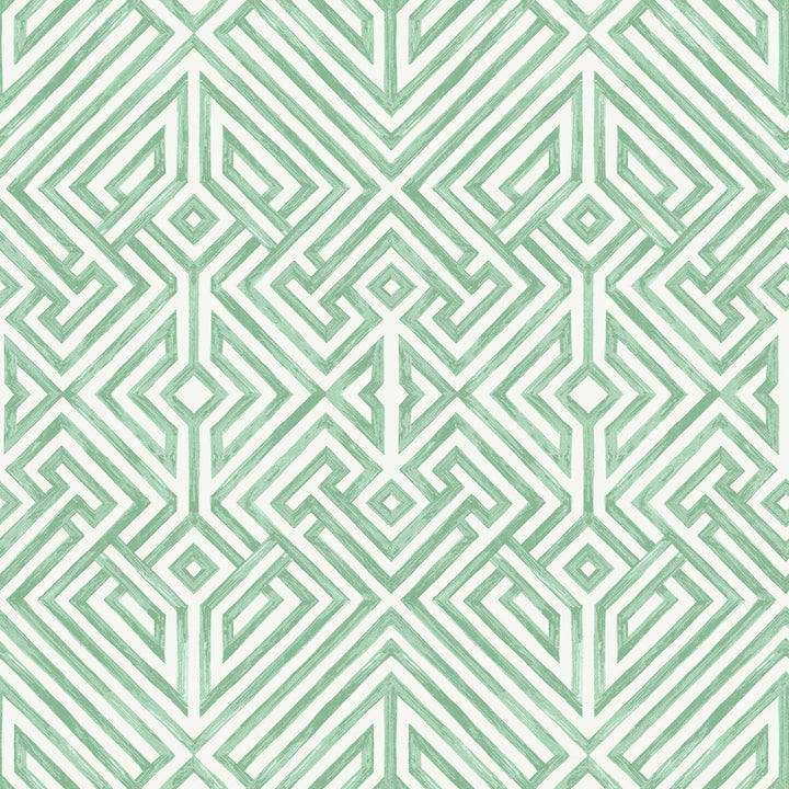 Lyon Green Geometric Key Wallpaper by A-Street Prints Middleton Covers about 56.4 square feet 20.5-in by 33-ft long roll Unpasted 20.9 - Fabric Carolina -