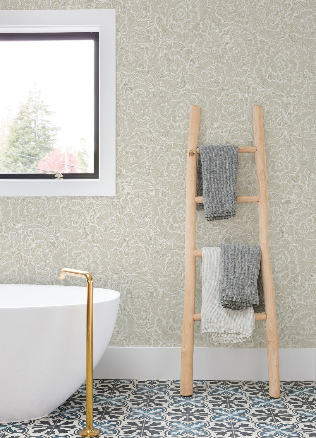 Periwinkle Stone Textured Floral Wallpaper by A-Street Prints Designer