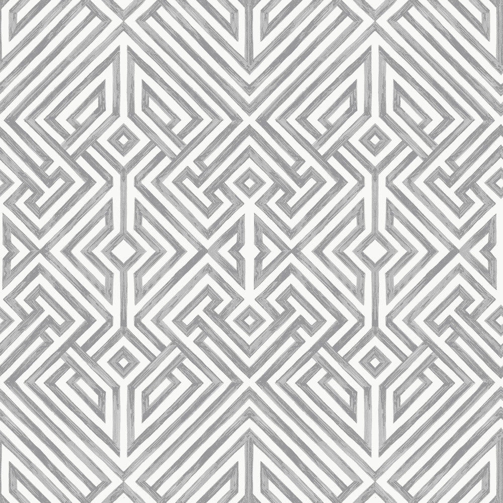 Lyon Grey Geometric Key Wallpaper by A-Street Prints Middleton Covers about 56.4 square feet 20.5-in by 33-ft long roll Unpasted 20.9 - Fabric Carolina -