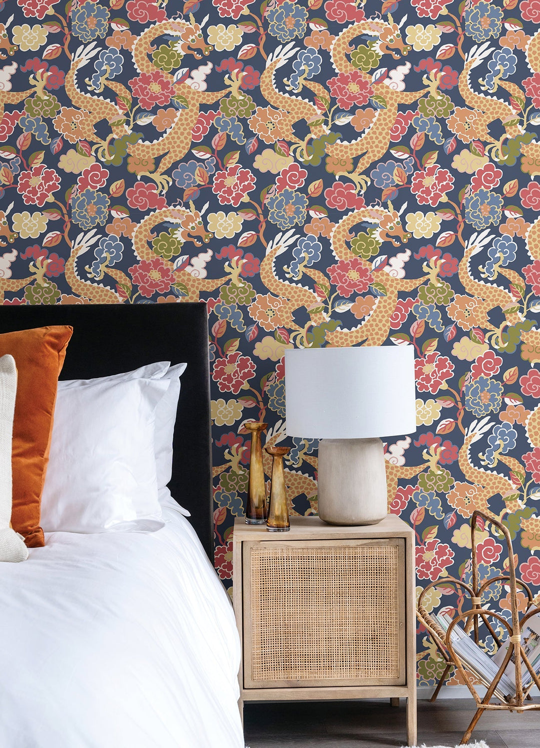 Yanci Orange Dragon Wallpaper by A-Street Prints Designer