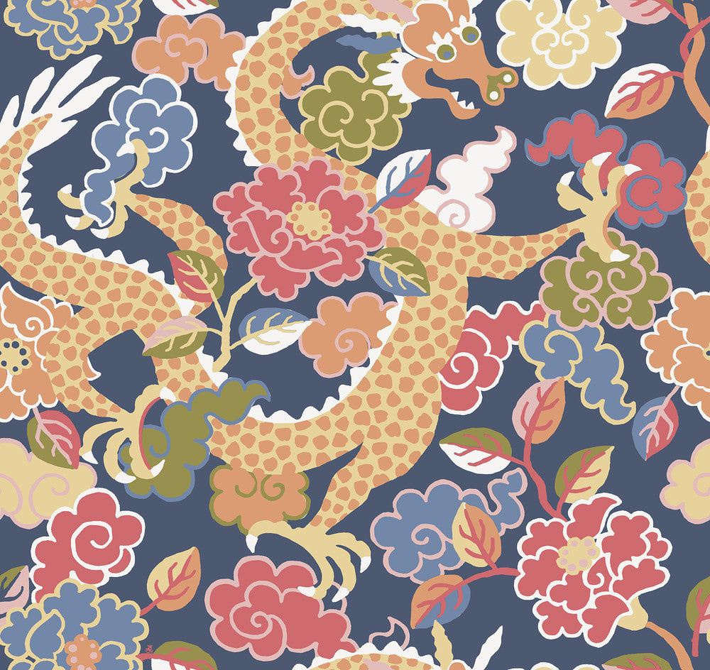Yanci Orange Dragon Wallpaper by A-Street Prints Middleton Covers about 60.8 square feet 27-in by 27-ft long roll Unpasted 25.25 - Fabric Carolina -