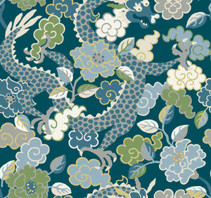 Yanci Teal Dragon Wallpaper by A-Street Prints