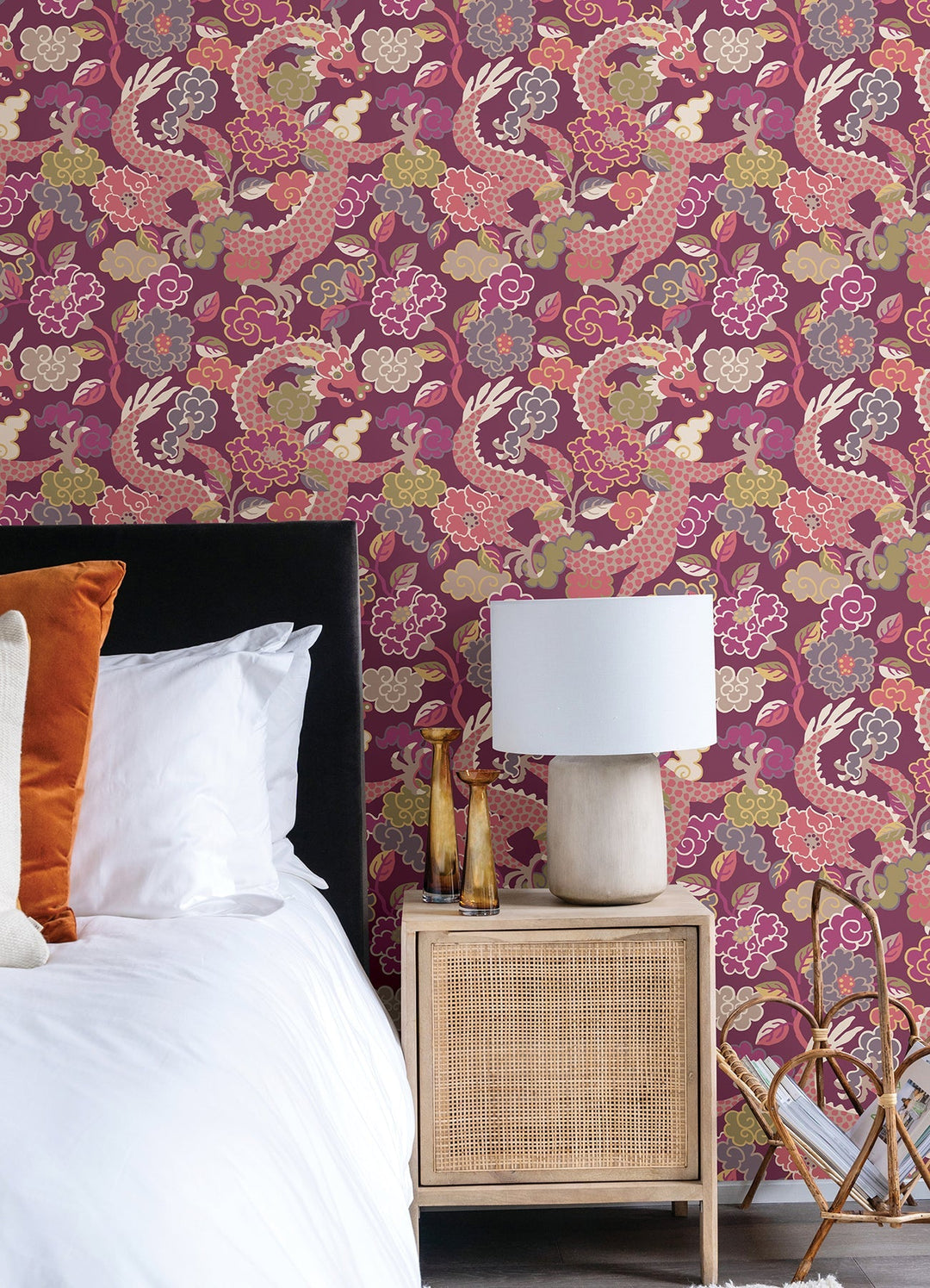 Yanci Plum Dragon Wallpaper by A-Street Prints Designer