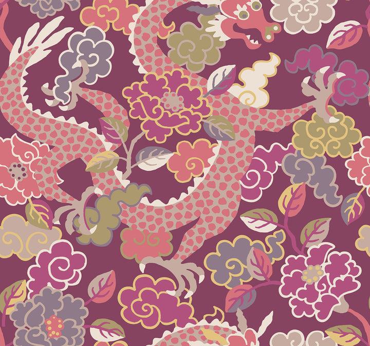 Yanci Plum Dragon Wallpaper by A-Street Prints Middleton Covers about 60.8 square feet 27-in by 27-ft long roll Unpasted 25.25 - Fabric Carolina -