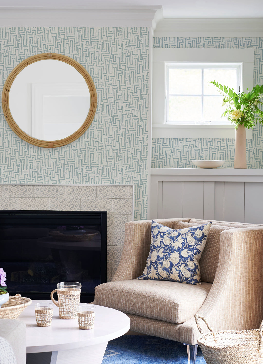 Ramble Blue Geometric Wallpaper by A-Street Prints Designer