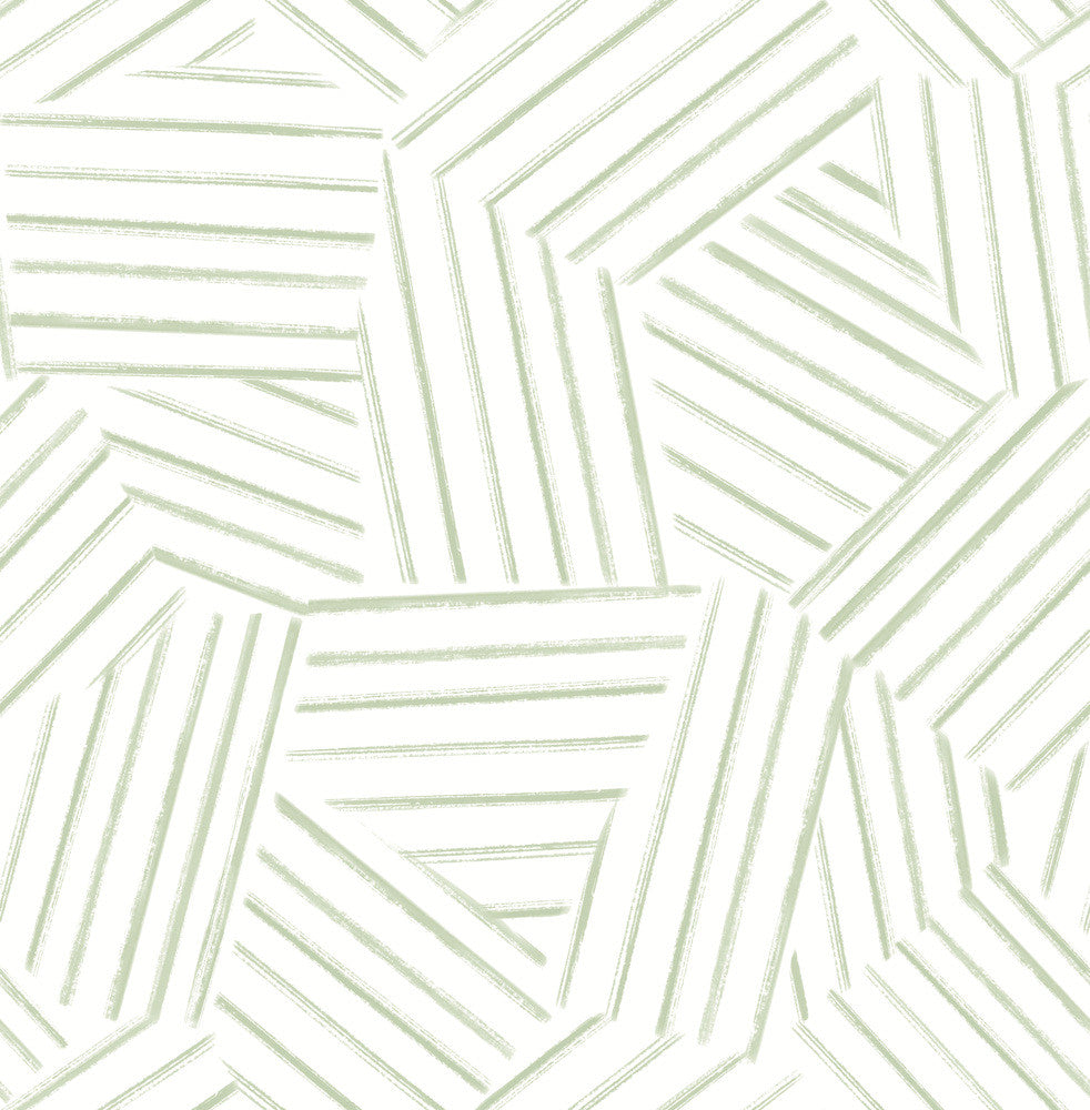 Helene Sage Geometric Lines Wallpaper by A-Street Prints Mylos Covers about 56.4 square feet 20.5-in by 33-ft long roll Unpasted 20.9 - Fabric Carolina -
