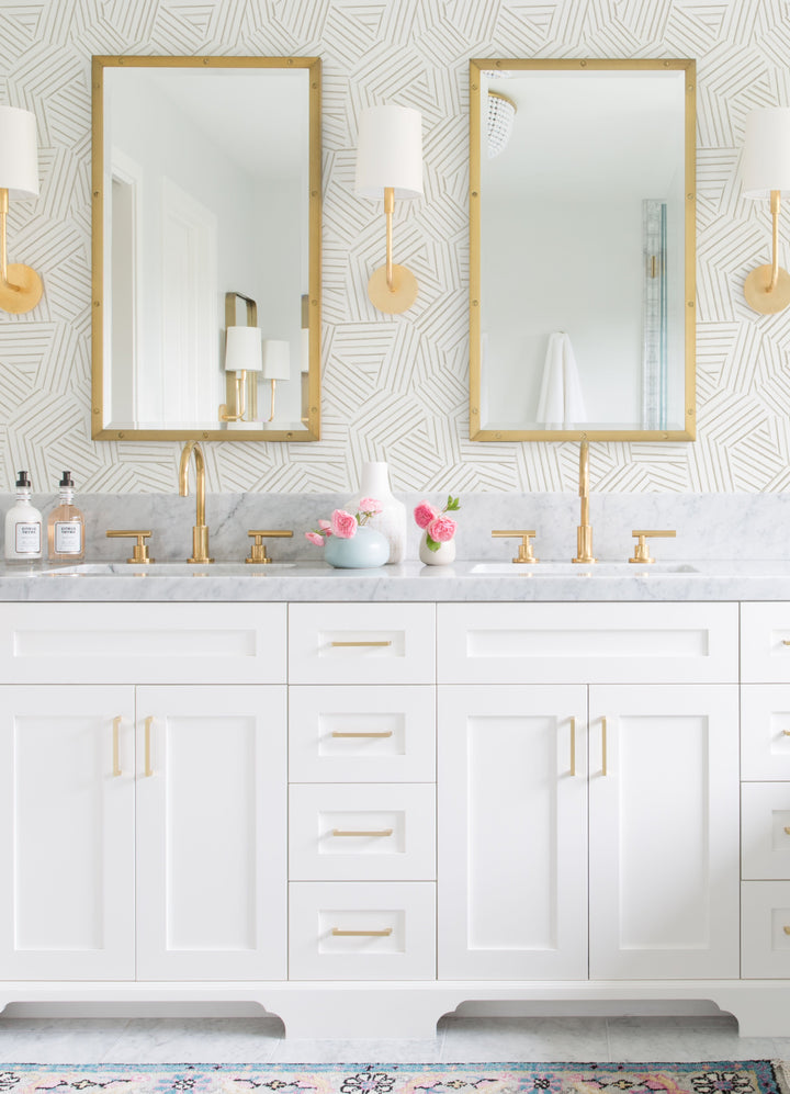 Helene Taupe Geometric Lines Wallpaper by A-Street Prints Designer