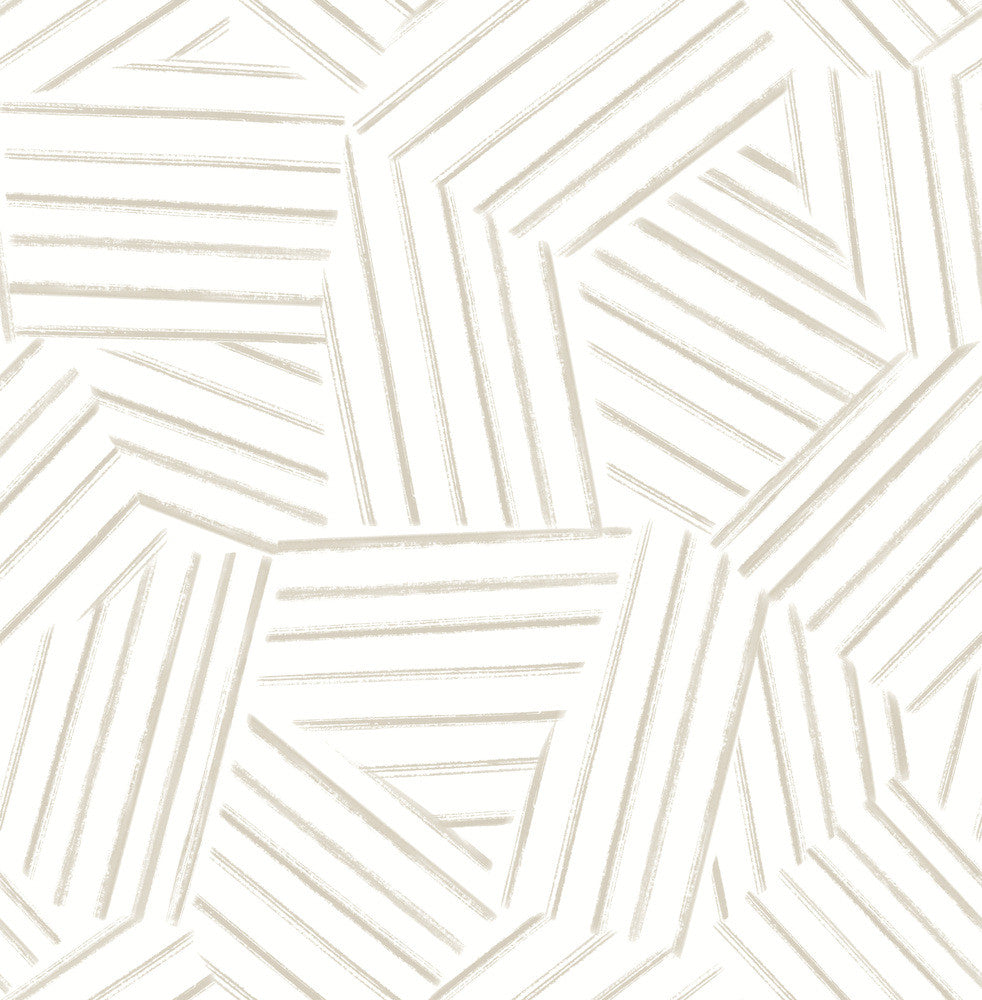 Helene Taupe Geometric Lines Wallpaper by A-Street Prints Mylos Covers about 56.4 square feet 20.5-in by 33-ft long roll Unpasted 20.9 - Fabric Carolina -