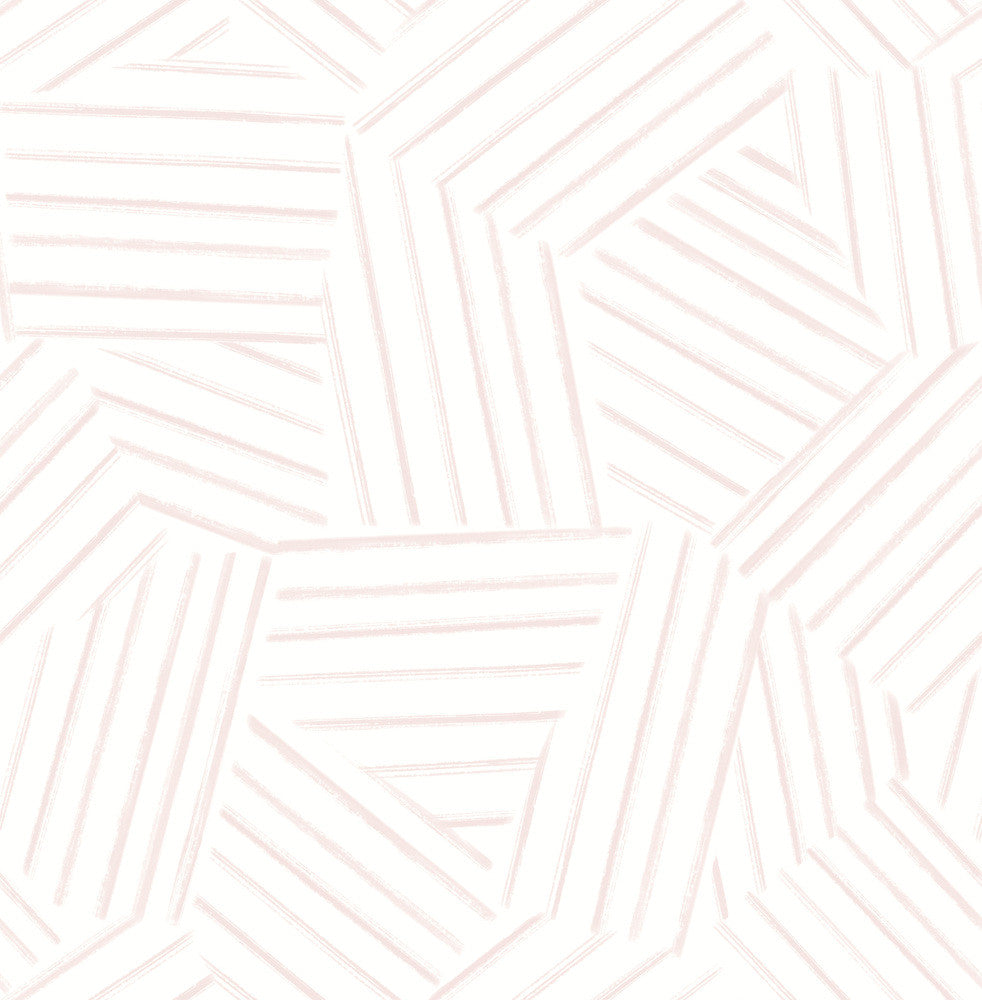 Helene Pink Geometric Lines Wallpaper by A-Street Prints Mylos Covers about 56.4 square feet 20.5-in by 33-ft long roll Unpasted 20.9 - Fabric Carolina -