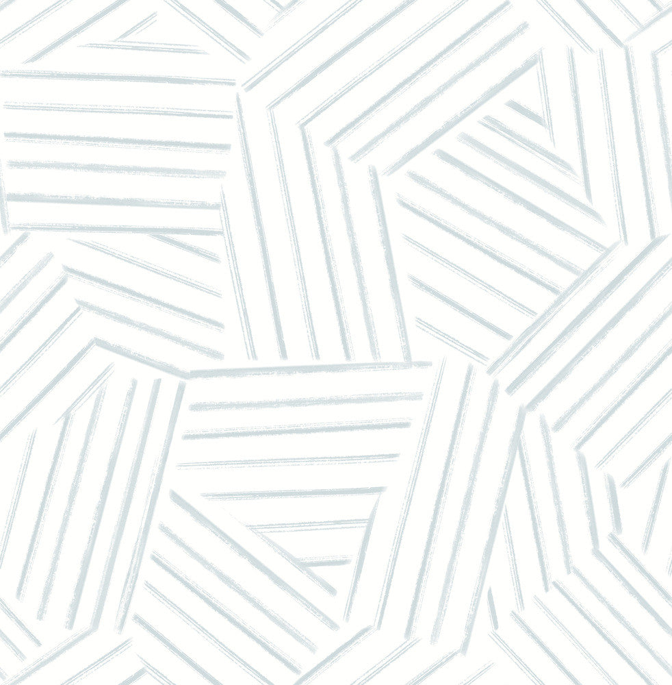 Helene Sky Blue Geometric Lines Wallpaper by A-Street Prints Mylos Covers about 56.4 square feet 20.5-in by 33-ft long roll Unpasted 20.9 - Fabric Carolina -