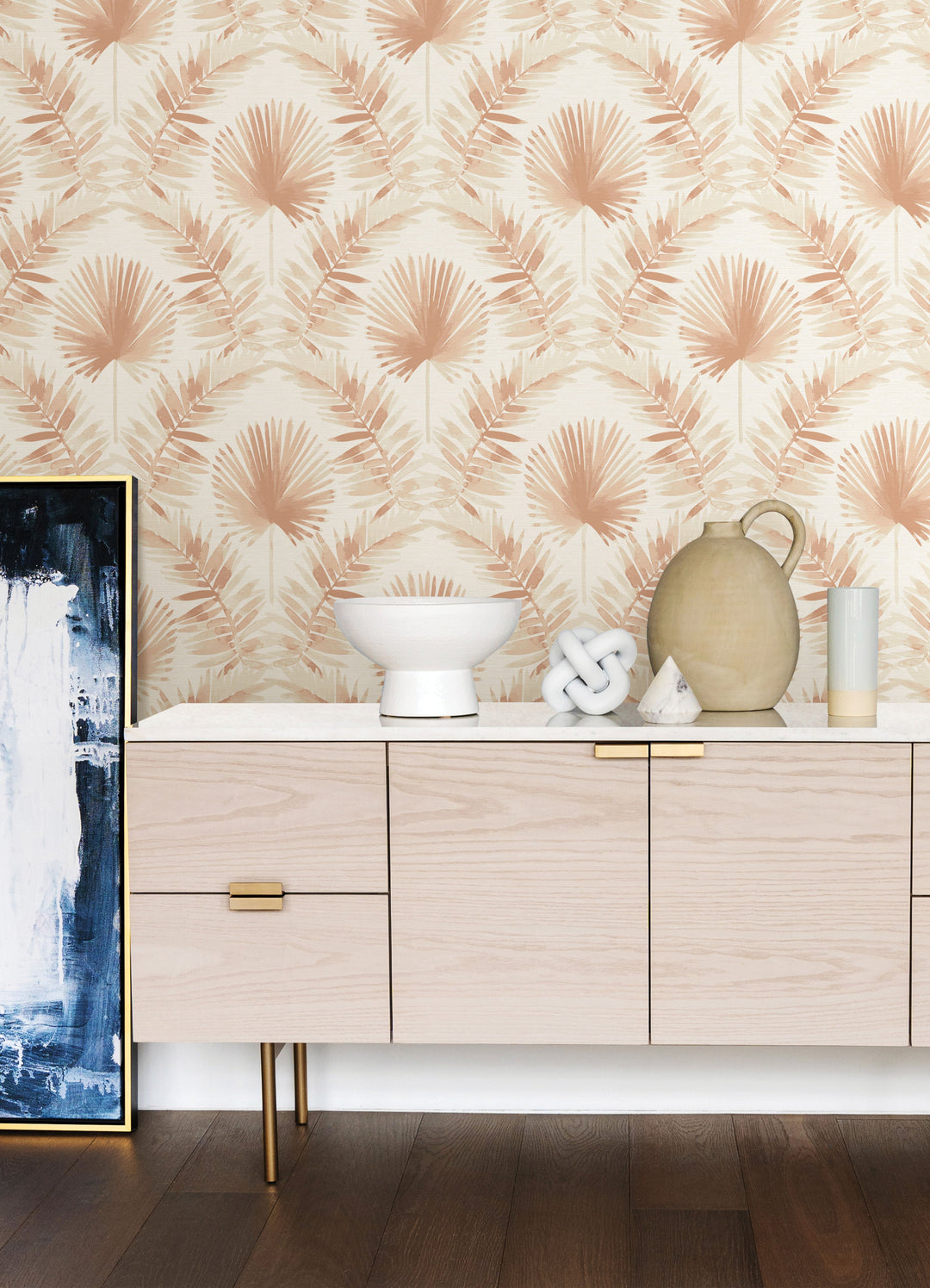 Calla Rust Painted Palm Wallpaper by A-Street Prints Designer