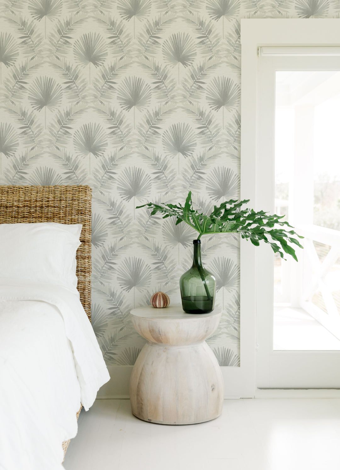 Calla Grey Painted Palm Wallpaper by A-Street Prints Designer