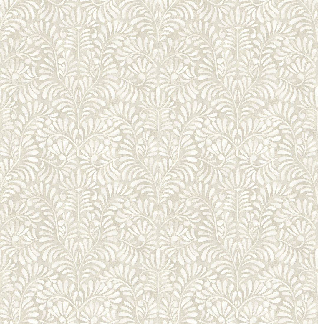 Elma Taupe Fiddlehead Wallpaper by A-Street Prints Designer