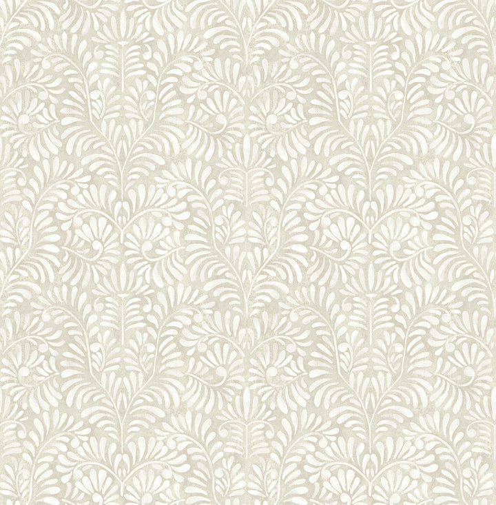 Elma Taupe Fiddlehead Wallpaper by A-Street Prints Mylos Covers about 56.4 square feet 20.5-in by 33-ft long roll Unpasted 10.4 - Fabric Carolina -
