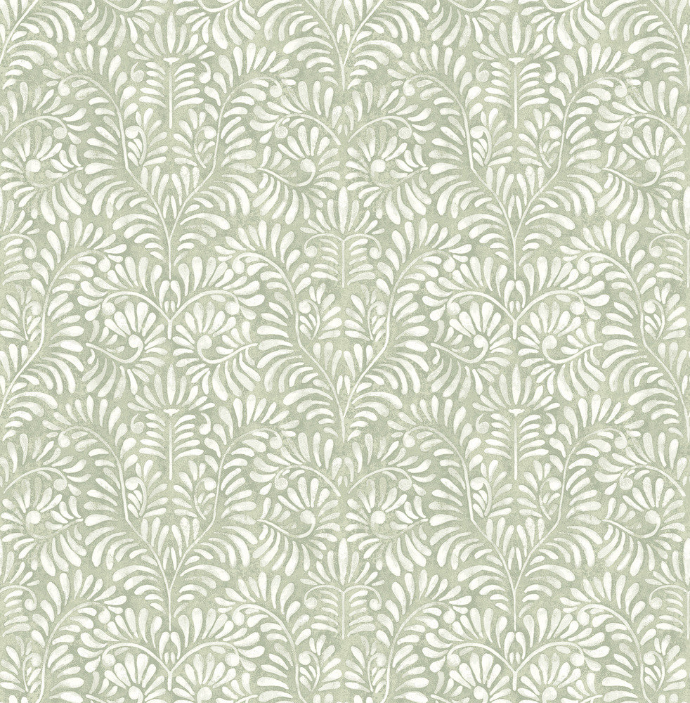 Elma Sage Fiddlehead Wallpaper by A-Street Prints Mylos Covers about 56.4 square feet 20.5-in by 33-ft long roll Unpasted 10.4 - Fabric Carolina -
