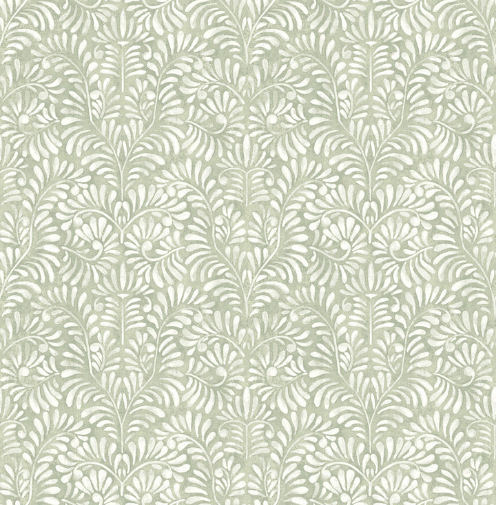 Elma Sage Fiddlehead Wallpaper by A-Street Prints Mylos Covers about 56.4 square feet 20.5-in by 33-ft long roll Unpasted 10.4 - Fabric Carolina -