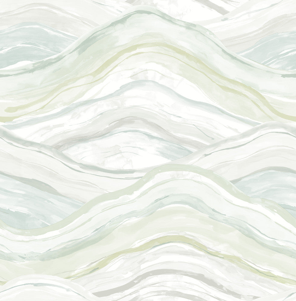 Dorea Sea Green Striated Waves Wallpaper by A-Street Prints Mylos Covers about 56.4 square feet 20.5-in by 33-ft long roll Unpasted 20.9 - Fabric Carolina -