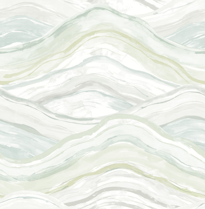 Dorea Sea Green Striated Waves Wallpaper by A-Street Prints Mylos Covers about 56.4 square feet 20.5-in by 33-ft long roll Unpasted 20.9 - Fabric Carolina -