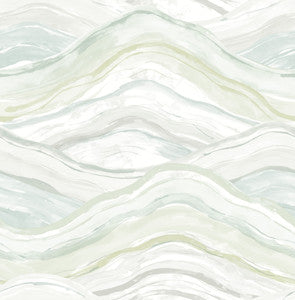 Dorea Sea Green Striated Waves Wallpaper by A-Street Prints