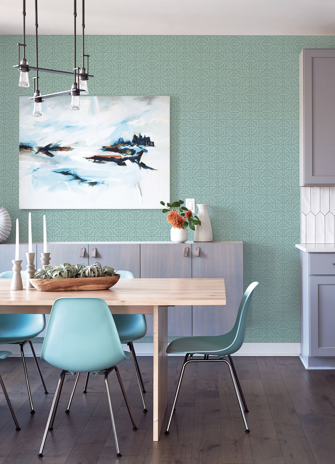 Hesper Teal Geometric Wallpaper by A-Street Prints Designer