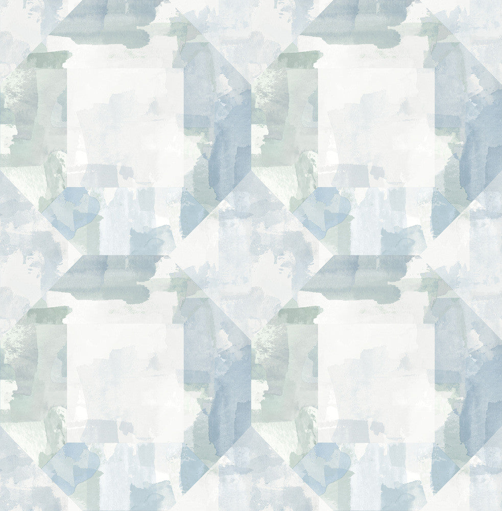 Perrin Blue Gem Geometric Wallpaper by A-Street Prints Mylos Covers about 56.4 square feet 20.5-in by 33-ft long roll Unpasted 20.9 - Fabric Carolina -