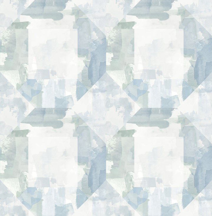 Perrin Blue Gem Geometric Wallpaper by A-Street Prints Mylos Covers about 56.4 square feet 20.5-in by 33-ft long roll Unpasted 20.9 - Fabric Carolina -