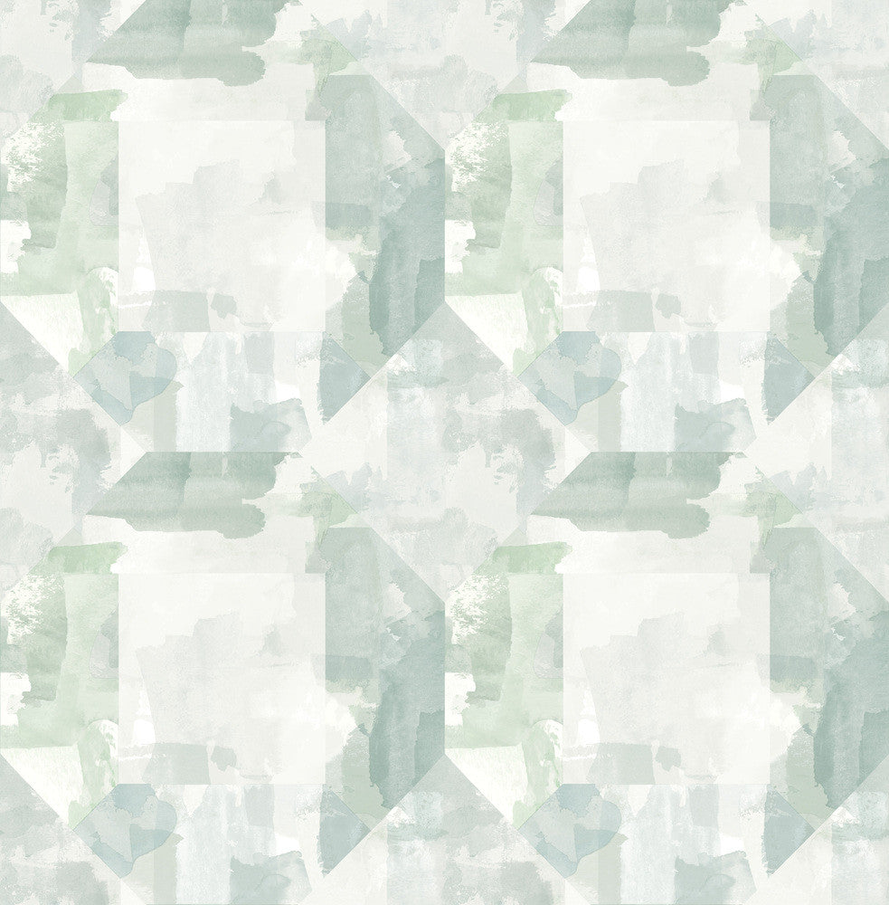 Perrin Sea Green Gem Geometric Wallpaper by A-Street Prints Mylos Covers about 56.4 square feet 20.5-in by 33-ft long roll Unpasted 20.9 - Fabric Carolina -