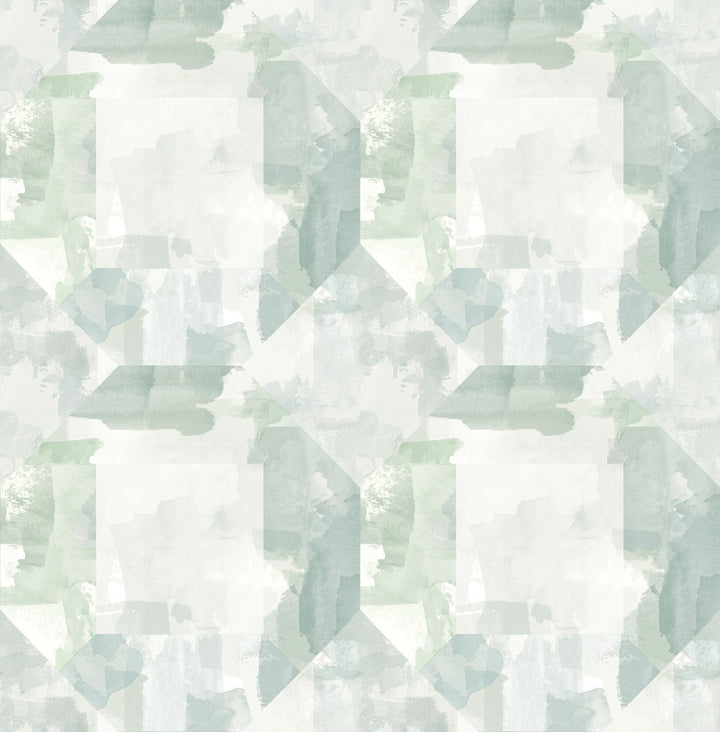 Perrin Sea Green Gem Geometric Wallpaper by A-Street Prints Mylos Covers about 56.4 square feet 20.5-in by 33-ft long roll Unpasted 20.9 - Fabric Carolina -