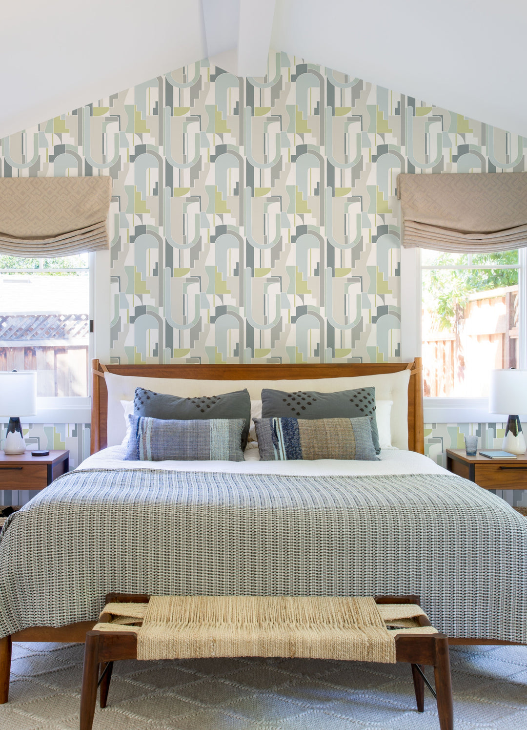 Odele Sky Blue Geometric Archways Wallpaper by A-Street Prints Designer