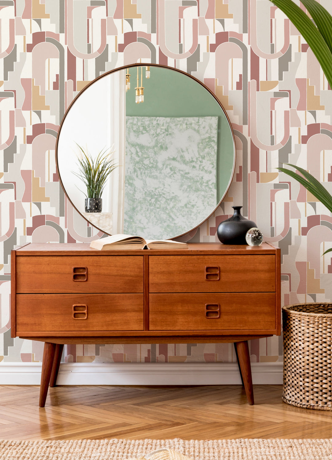 Odele Blush Geometric Archways Wallpaper by A-Street Prints Designer