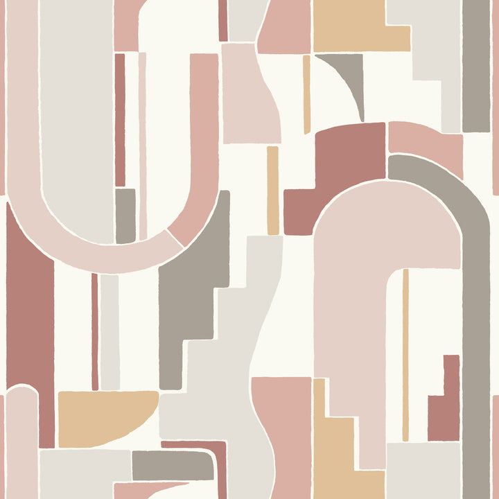 Odele Blush Geometric Archways Wallpaper by A-Street Prints Mylos Covers about 56.4 square feet 20.5-in by 33-ft long roll Unpasted 20.5 - Fabric Carolina -