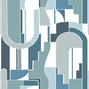Odele Dark Blue Geometric Archways Wallpaper by A-Street Prints