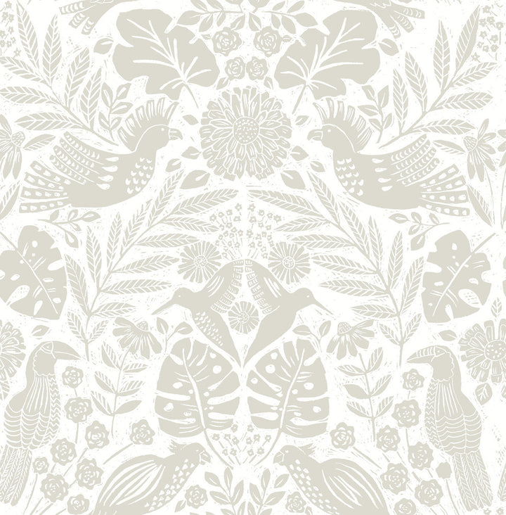 Nestle Dove Bird Block Print Wallpaper by A-Street Prints Terrace Covers about 56.4 square feet 20.5-in by 33-ft long roll Unpasted 20.86 - Fabric Carolina -