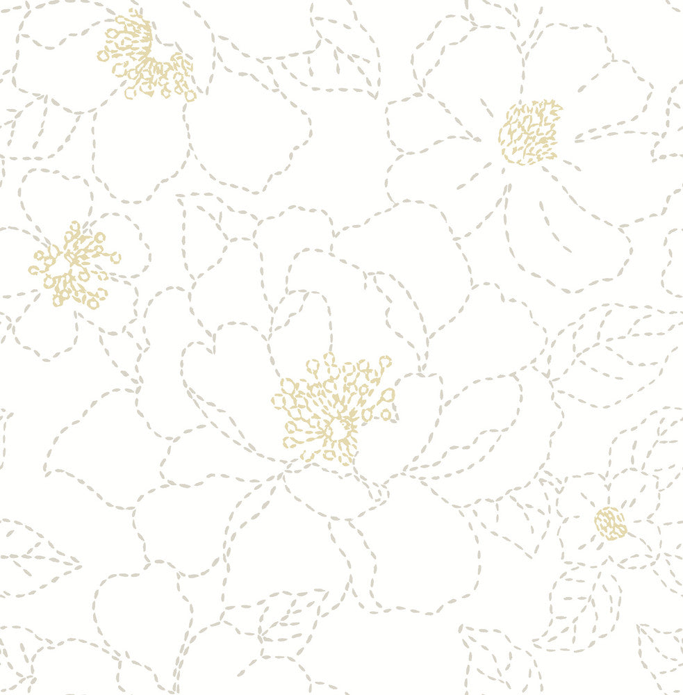 Gardena White Embroidered Floral Wallpaper by A-Street Prints Terrace Covers about 56.4 square feet 20.5-in by 33-ft long roll Unpasted 20.86 - Fabric Carolina -