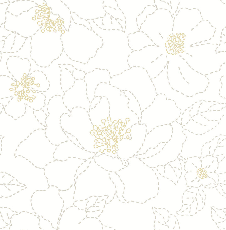 Gardena White Embroidered Floral Wallpaper by A-Street Prints Terrace Covers about 56.4 square feet 20.5-in by 33-ft long roll Unpasted 20.86 - Fabric Carolina -