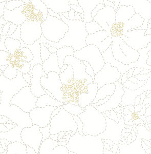 Gardena White Embroidered Floral Wallpaper by A-Street Prints