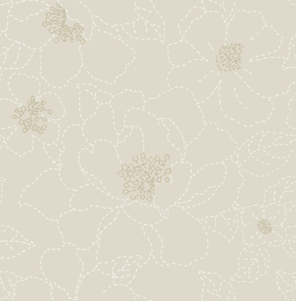 Gardena Light Grey Embroidered Floral Wallpaper by A-Street Prints Terrace Covers about 56.4 square feet 20.5-in by 33-ft long roll Unpasted 20.86 - Fabric Carolina -