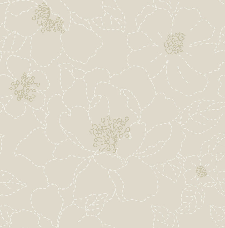 Gardena Light Grey Embroidered Floral Wallpaper by A-Street Prints Terrace Covers about 56.4 square feet 20.5-in by 33-ft long roll Unpasted 20.86 - Fabric Carolina -