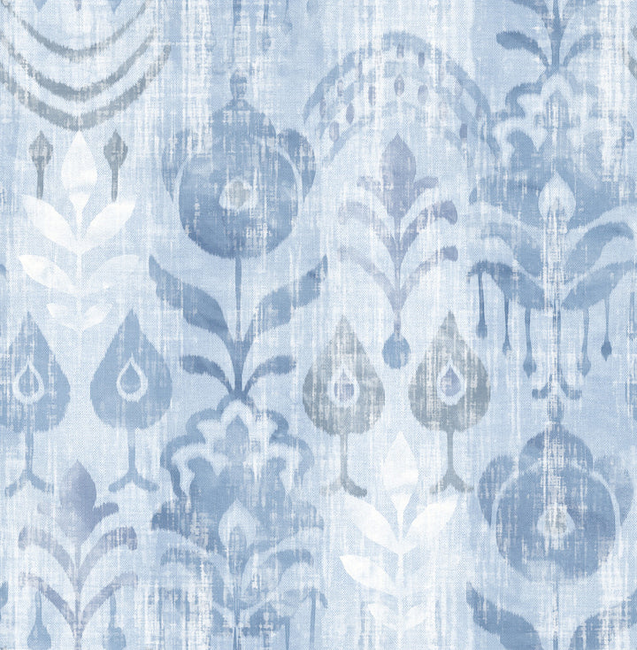 Pavord Blue Floral Shibori Wallpaper by A-Street Prints Terrace Covers about 56.4 square feet 20.5-in by 33-ft long roll Unpasted 20.86 - Fabric Carolina -