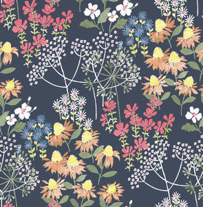 Cultivate Navy Springtime Blooms Wallpaper by A-Street Prints