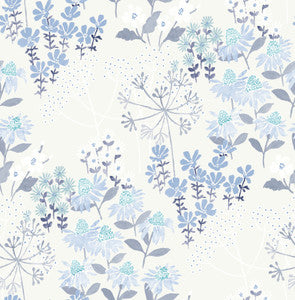 Cultivate Blue Springtime Blooms Wallpaper by A-Street Prints