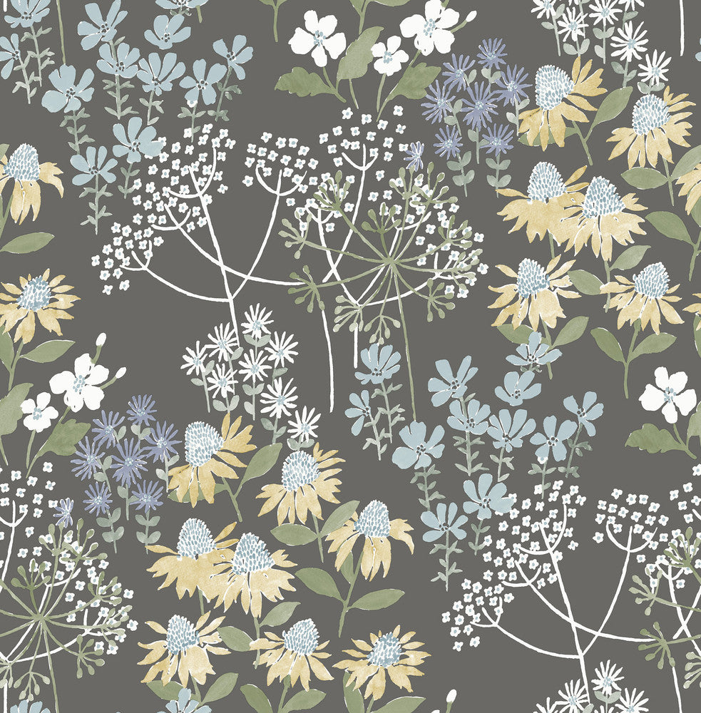 Cultivate Grey Springtime Blooms Wallpaper by A-Street Prints Terrace Covers about 56.4 square feet 20.5-in by 33-ft long roll Unpasted 20.86 - Fabric Carolina -