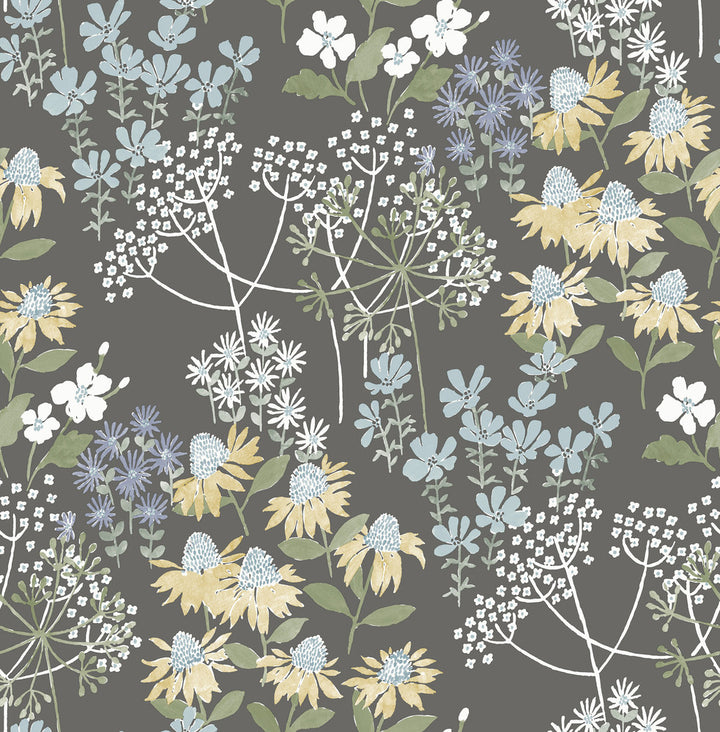 Cultivate Grey Springtime Blooms Wallpaper by A-Street Prints Terrace Covers about 56.4 square feet 20.5-in by 33-ft long roll Unpasted 20.86 - Fabric Carolina -