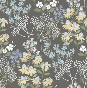 Cultivate Grey Springtime Blooms Wallpaper by A-Street Prints