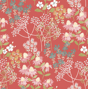 Cultivate Red Springtime Blooms Wallpaper by A-Street Prints
