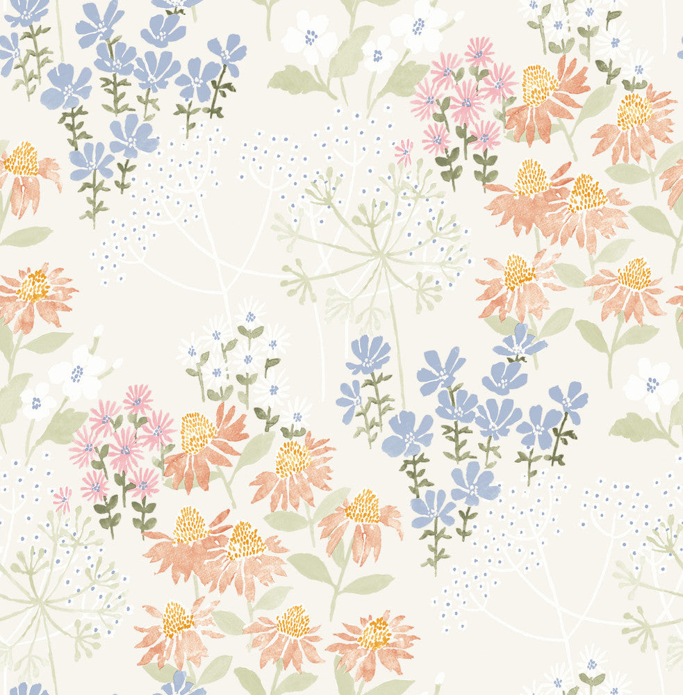 Cultivate Pastel Springtime Blooms Wallpaper by A-Street Prints Terrace Covers about 56.4 square feet 20.5-in by 33-ft long roll Unpasted 20.86 - Fabric Carolina -